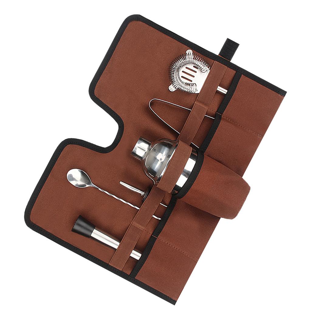 Cocktail Set Carry Bag Portable Folding Roll Strap Professional Mixology Bartender Bag for Camping Outdoor