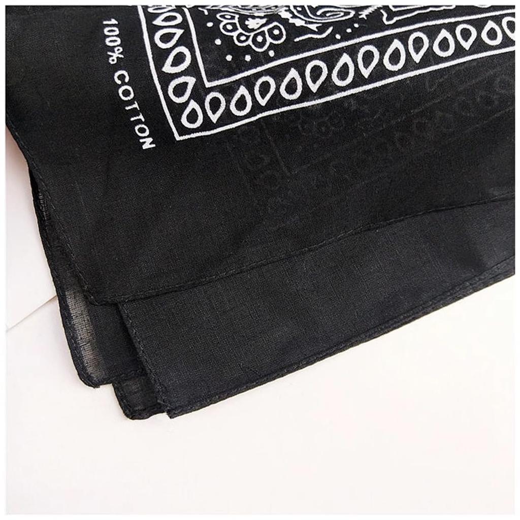 kakatrend Bandana 100% Cotton Men's Paisley Black Adults Stylish Handkerchief Cotton Bandana Unisex Durag 3-Piece Set black 55cm x 55cm