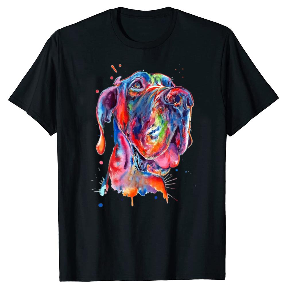 Funny Vintage Style Great Dane Splash Art Graphic Tshirt Unisex Women Hip Hop Oversized T Shirt 100 Cotton Comfort Tshirts