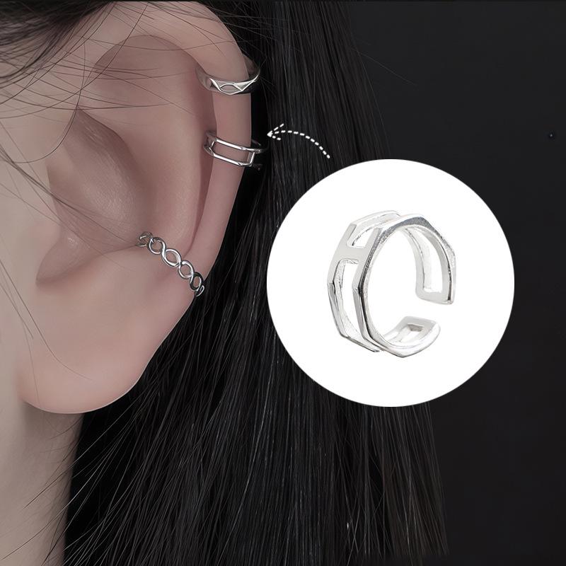 Luxurious Zircon Wave Cross Non-Pierced Ear Clips with Full Diamond Design for Women