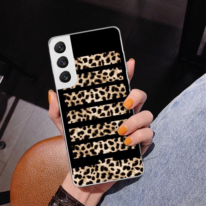 Leopard Print Phone Case For Samsung Galaxy S24 S25 Edge S26 Ultra S23 S22 S21 Plus S20 FE + Personalized Print Cover Galaxy S24