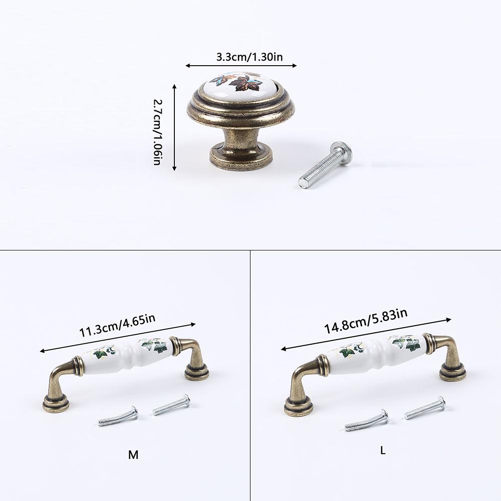 Vintage Ceramic Cabinet Handle Rural Drawer Handles Drawer Cabinet Pulls Zinc Alloy Kitchen Pull Knobs