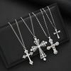 4pcs Punk Cross Pendants Necklace for Women Fashion Pearl Zircon Charm Exaggerated Multi-Layered Necklace Versatile Jewelry Gift