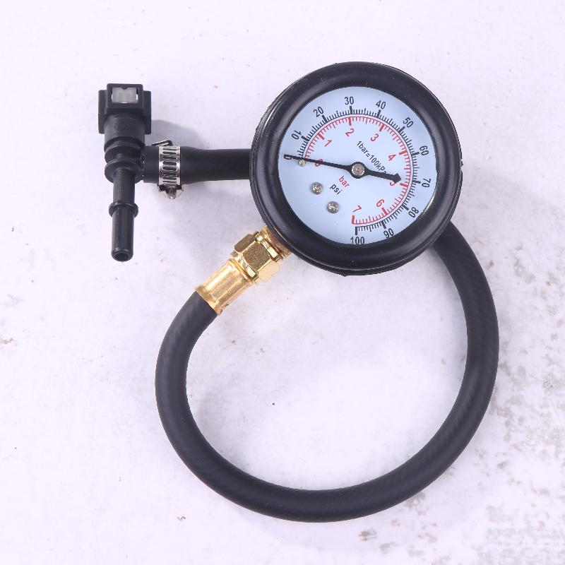 Automobile Fuel System Gasoline Pressure Gauge Motorcycle Car Pressure Tester Tool 0-100Psi 6.3/ 7.89/ 9.49 With Valve