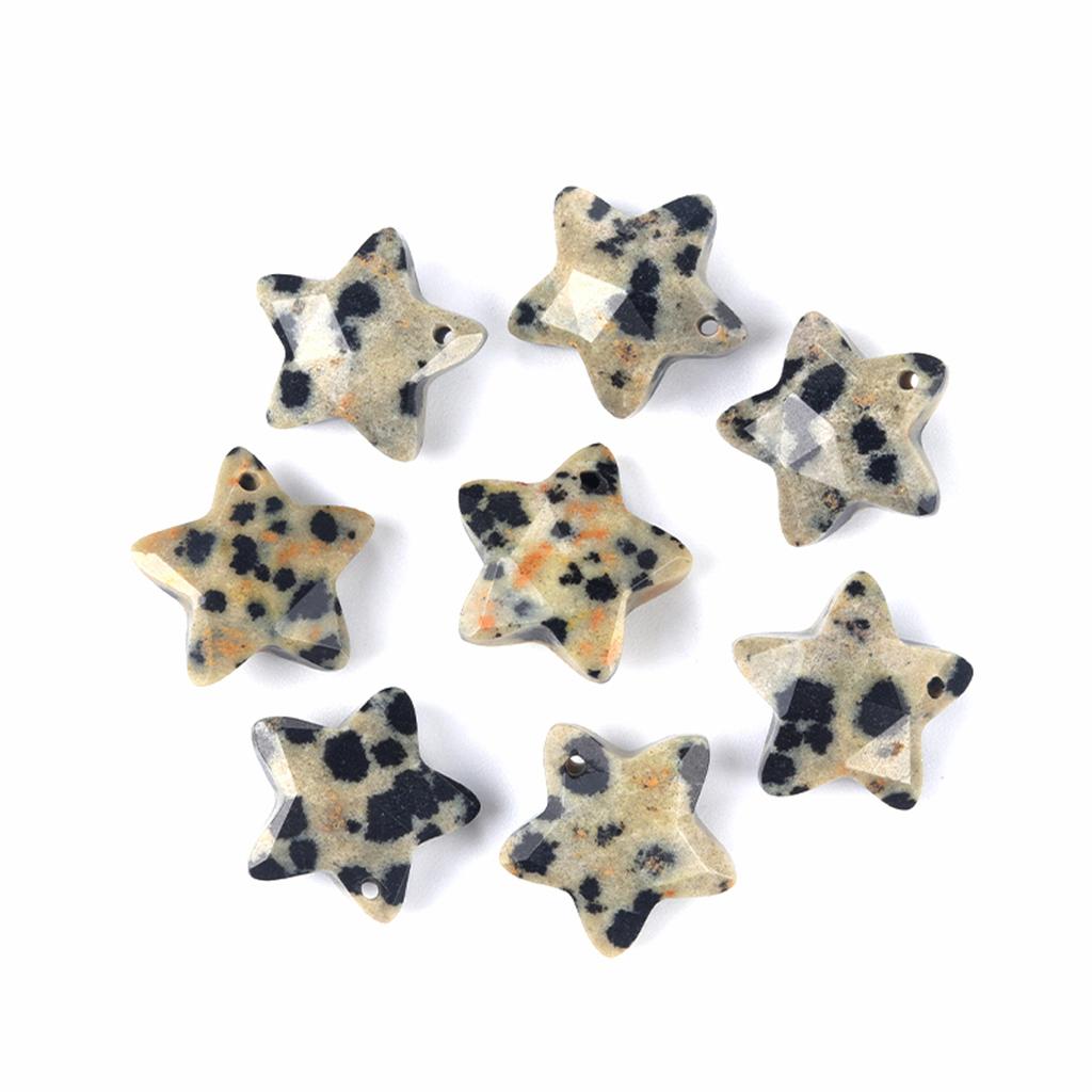 8Pcs/Pack Faceted Natural Stone Beads with Holes Handmade Star Shape Loose Beads for Jewellery Making DIY Necklace Bracelet Accessories Gifts 14x14mm