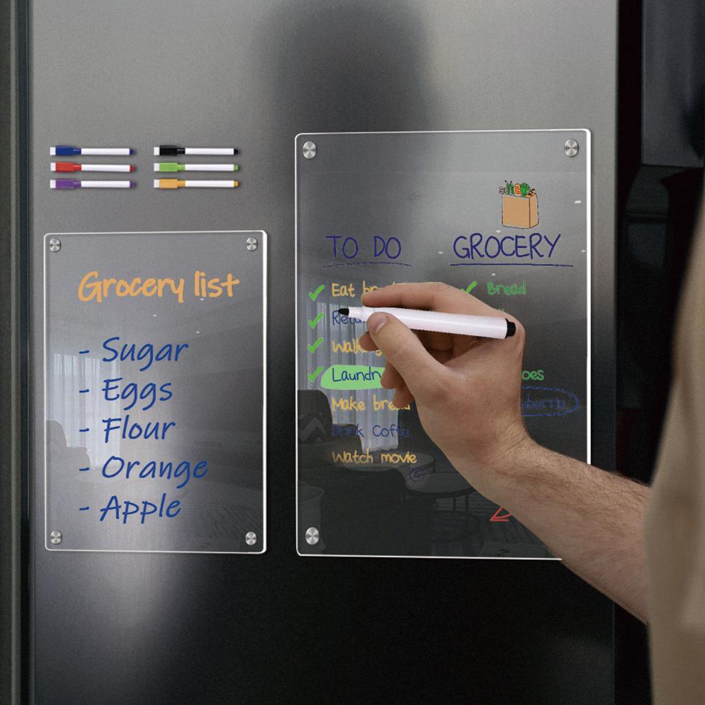 Magnetische Acryl-Memotafel Abwischbare Kühlschrank-Notiztafel mit starken Magneten Kratzfester Planungskalender für die Küche