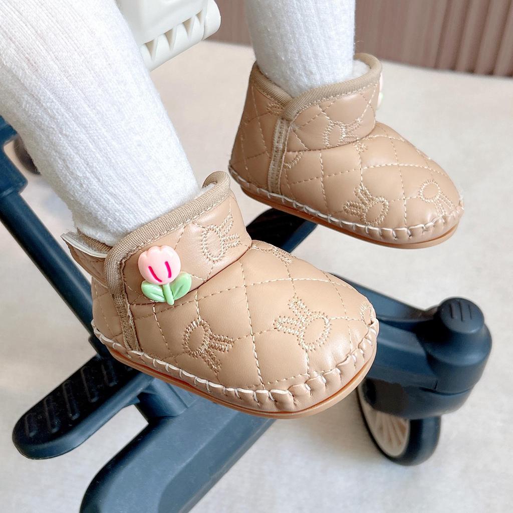 Adorable Soft Sole Winter Baby Shoes with Magic Stickers - Anti-Slip & Warm for 0-1 Year Olds