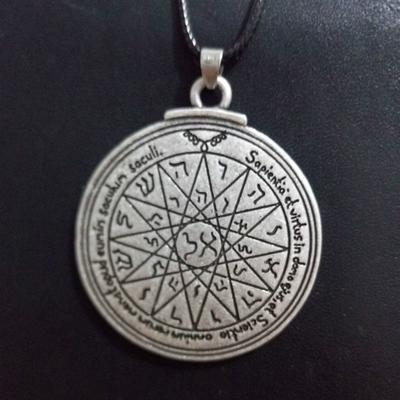 Unisex-Mythos, Wikinger-Amulett, Runen, Kabbala, Salomon, Vintage-Retro-Liebhaber-Anhänger, geschnitzte Scheiben-Halskette