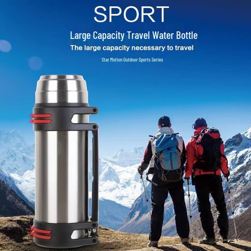 SHZH 2000ml Piano Black Stainless Steel Travel Thermos