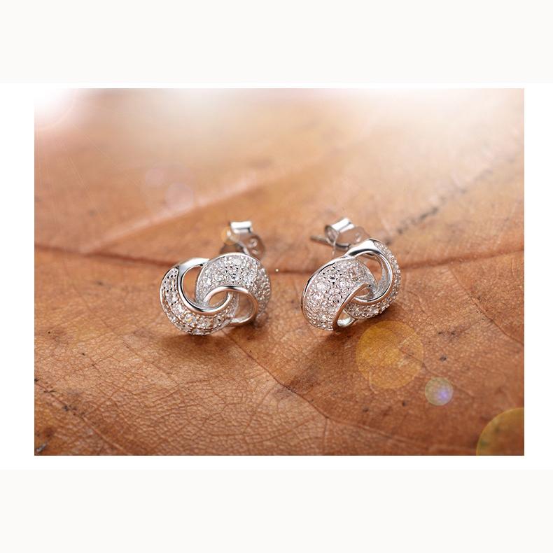 Zwei Kreise Mode Zirkonia Funkelnd Klassische Steckerohrringe für Damen Strahlende Weibliche Elegante Accessoires Zeitloser Schmuck