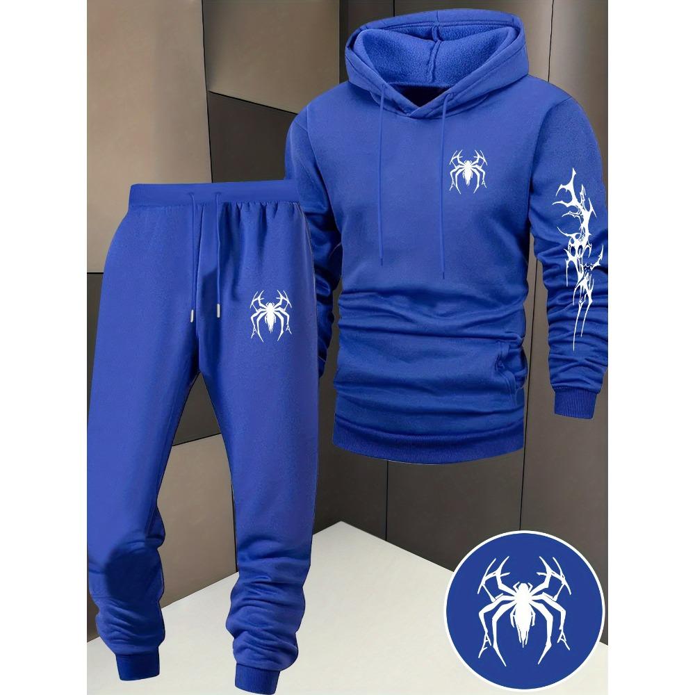 Spinnenmuster, Herren Kapuzenpullover mit langen Ärmeln Zweiteiliges Set, Lässiger Hoodie, Essentiell für Minimalistische Streetwear-Trends