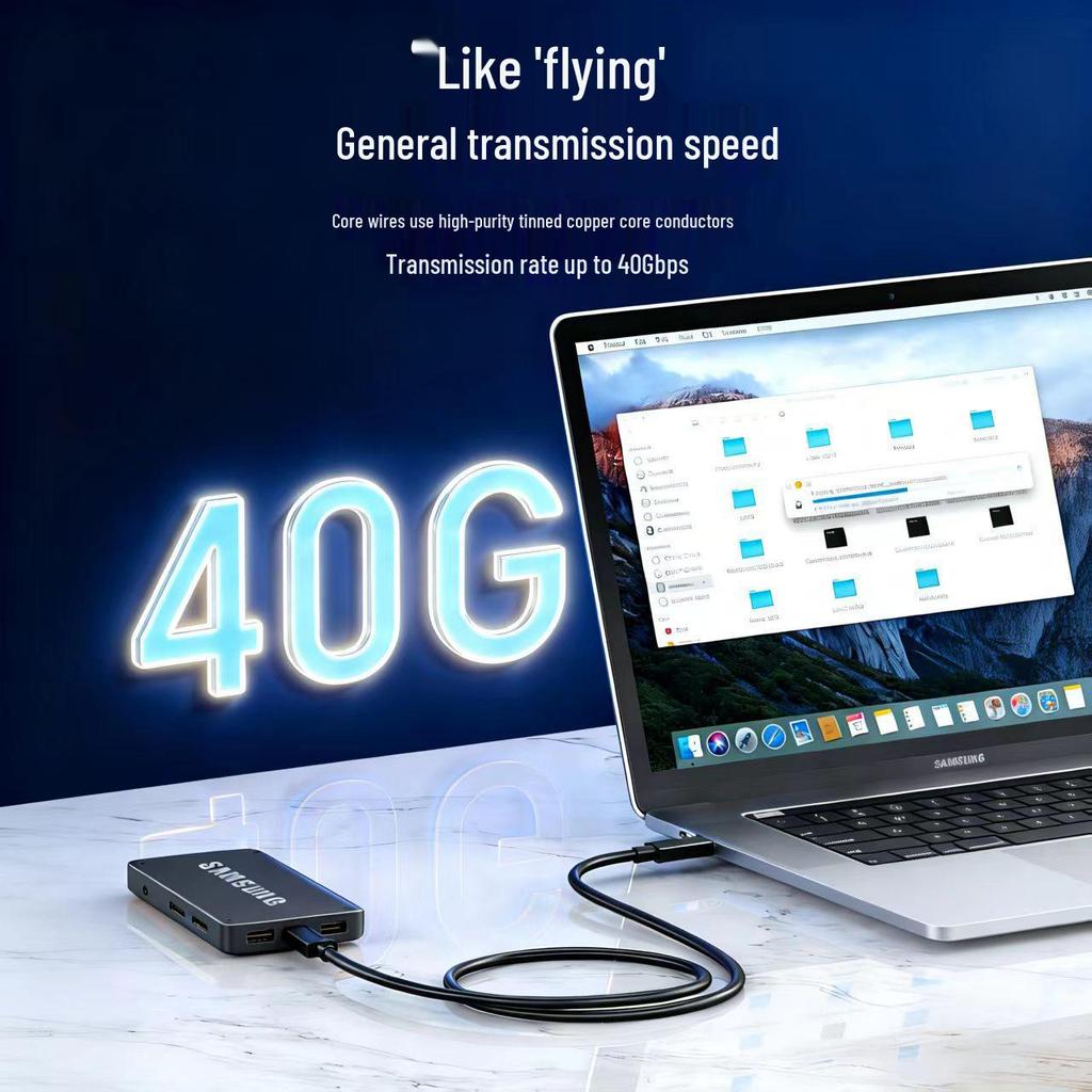 Thunderbolt 4 Data Cable Type-C Male to Male, 40Gbps High-Speed, PD240W Charging, 8K Mirroring