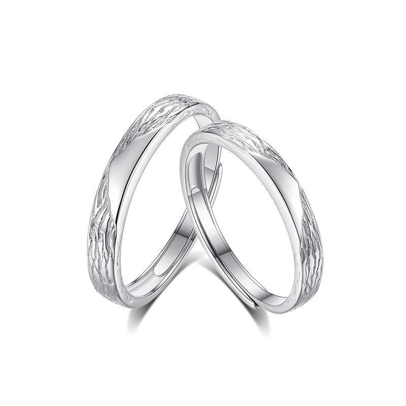 Tichya Süße Ätzung Gletscher Paarringe - 999 Sterlingsilber Offenes Design für Damen und Herren