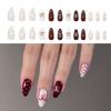 1 Set Almond Press on Nail Acrylic Nail Accesories with Bows and Dot Designs Stick on Nail Valentine's Day Nail Art