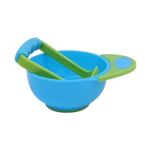 2Pcs/Set Manual Baby Food Fruit Masher Bowl Grinder Grinding Rod Feeding