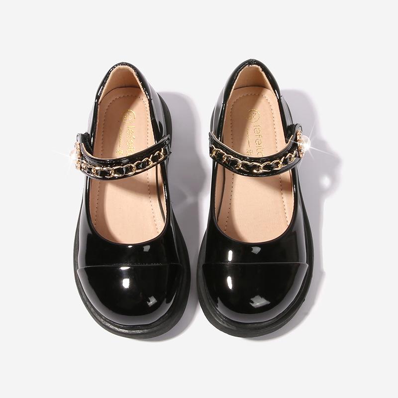 

New style black school-style loafers for girls, performance shoes for children, student soft-soled single shoes, school shoes 26 чёрный