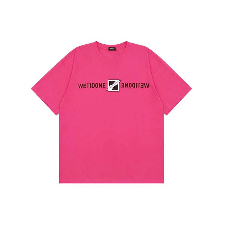 WE11DONE T-Shirts Unisex Pink Crew Neck Moderate Straight Fit WD-TT1-21-547-U-NP
