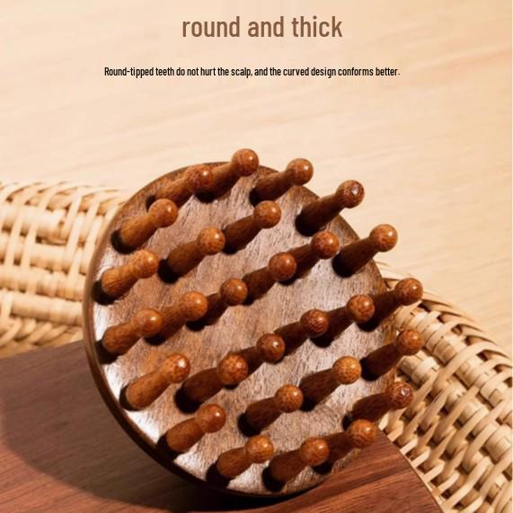 Natural Sandalwood Scalp Massage Comb for Hair Therapy & Loss Prevention