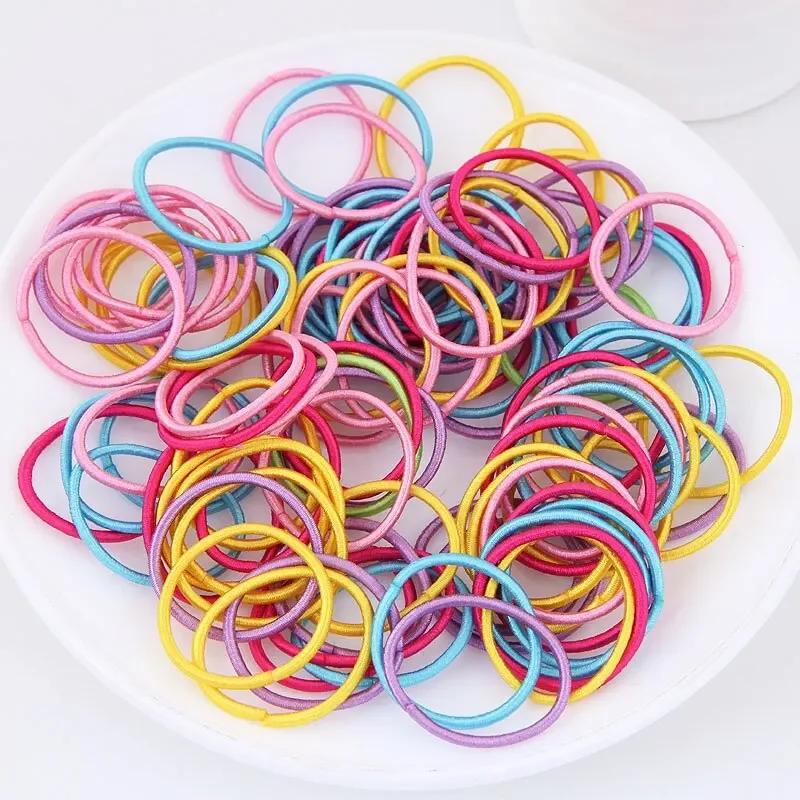 308/1200Pcs Girls Colorful Hair Bands Set Nylon Elastic Rubber Band Children Ponytail Holder Scrunchies Kids Hair Accessories