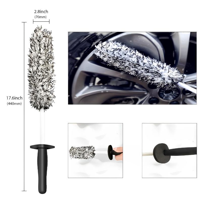 2PC Car Wheel Cleaning Brush Tool Microfiber Premium Non-Slip Soft Handle for Washing Wheel Rim Spoke Wheel Spokes Accessories