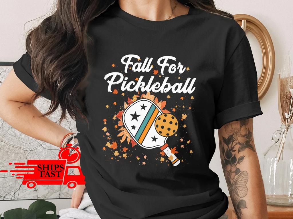 Pickleball T-Shirt Comfort Colors Herbstblätter Schläger Design Saisonales Geschenk