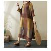 Summer New Temperament Literary Retro Printed Lapel Loose Large Size Vacation Dresses