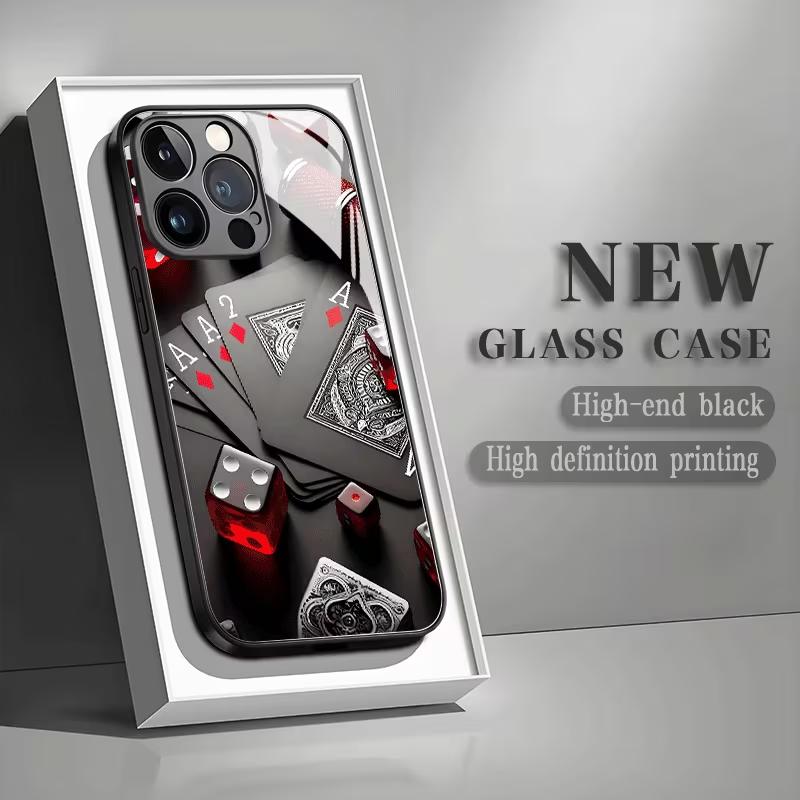 Glass Soft Frame Phone Case for OPPO Reno15 Reno14 Reno13 Reno11 Reno10 Reno8 Reno7 F Z F29 Pro Plus 4G 5G Creative Playing Card