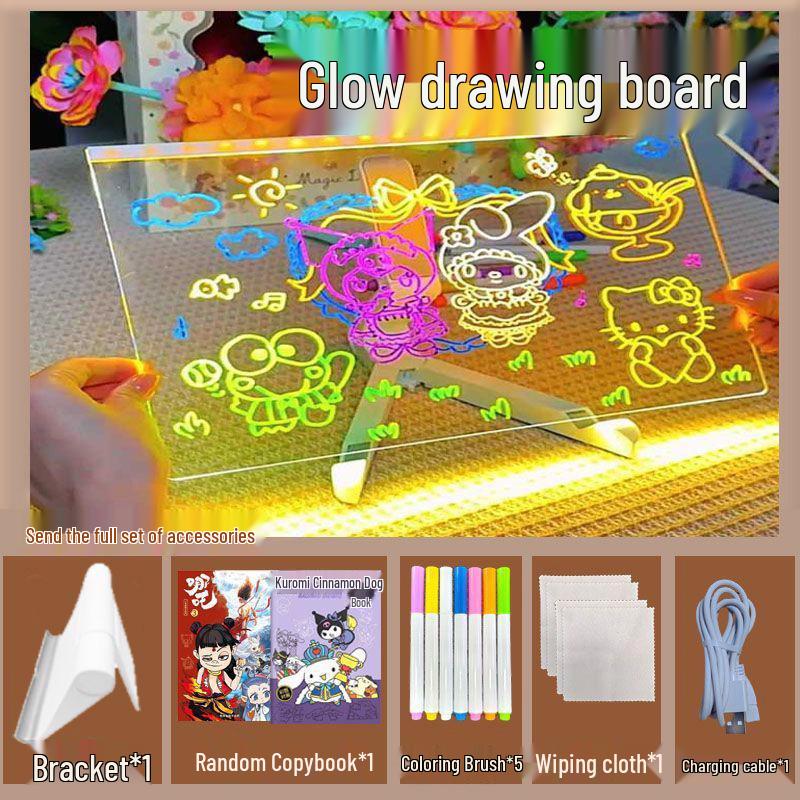 LED Acrylic Erasable Fluorescent Drawing Board for Kids