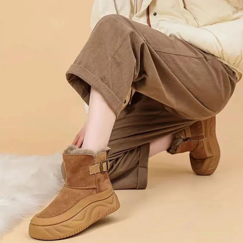 Stivali da Neve alla Moda con Suola Spessa per l'Inverno da Donna Nuovo Stile con Caldi e Casual Stivali di Cotone con Peluche, Scarpa di Cotone alla Moda con Suola Spessa