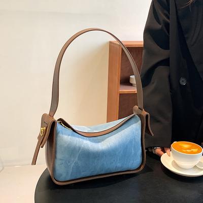 Quality Denim Shoulder Bags For Women Contrast Color Underarm Hobo Bag  New Fashion Crossbody Purses And Handbag