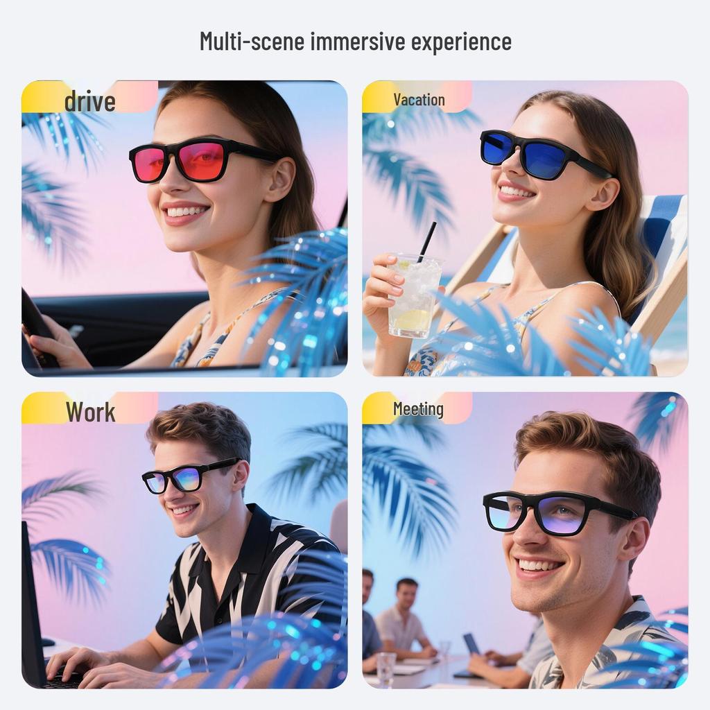 AI Smart Glasses: Translation, Meeting Recording, Photo Capture, Voice Assistant, Bluetooth Calls, Cycling Functionality