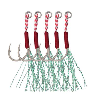 FTK Einzel-Jigging-Hilfshaken aus Kohlenstoffstahl, beringter Angelhaken, Meeres- und Ozean-Angelgerät