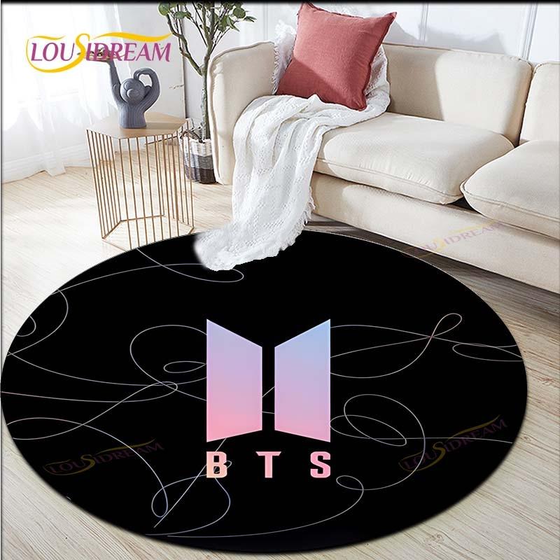 

Новейший детский ковер с принтом K-pop Bangtan Boys, ковер для гостиной, круглый ковер BTS, напольный коврик, фланелевый противоскользящий коврик 60cm