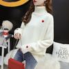 Autumn and winter new pullover sweater women's turtleneck loose and versatile love knitted sweater lazy style top tide