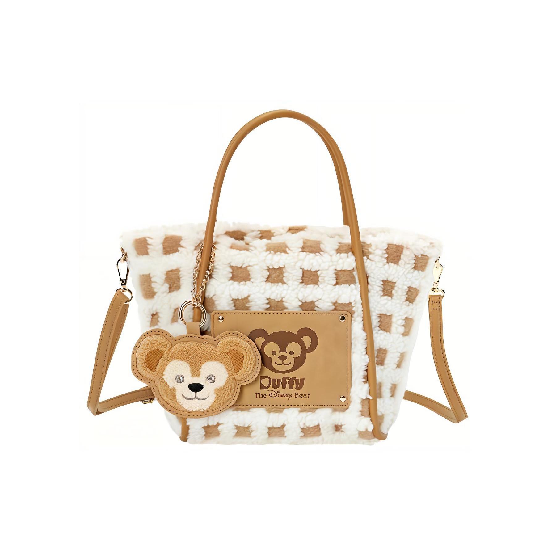 

New Disney Polyurethane Shangdi, Plush Tote Shoulder Bag, Crossbody Bag, Handbag Regular Women s Khaki & White 400060362337 30.0*11.9*20.1CM