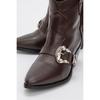 Women's Genuine Leather Thick Heeled Western Style Casual Boots