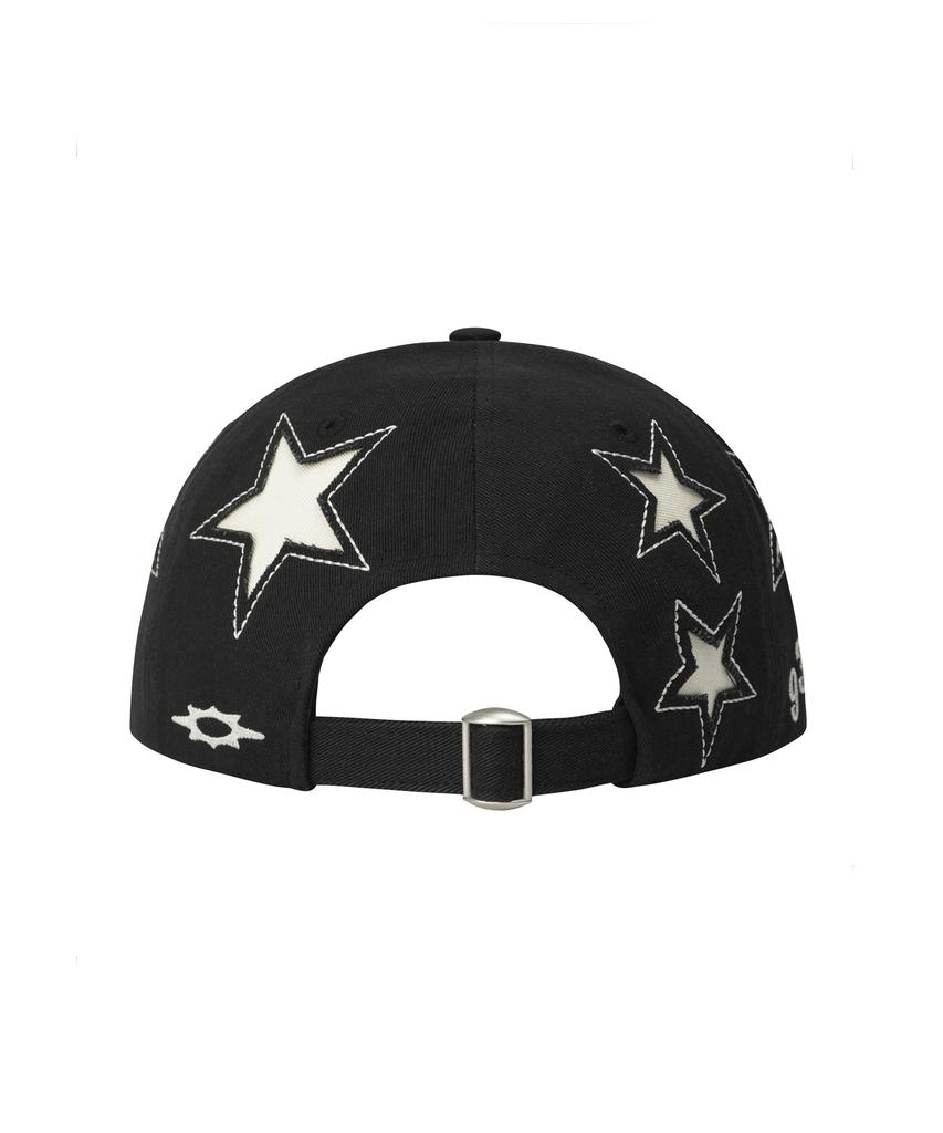 Lujeoseukeulleob Washed Star Applique Cap Black