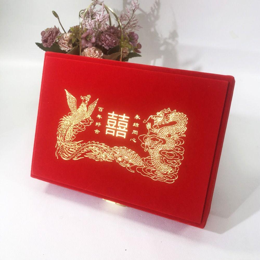 Velvet Golden Jewelry Set Storage Box Red Bracelet Necklace Gift Case  Women/Girl
