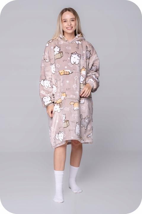 Decke Hoodie Oversize Warm Dicke Deckenhoodie 2in1 XXL Kätzchen Pelztier [Kb-W1]