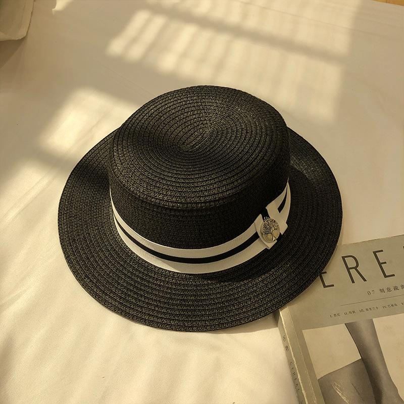 Summer Outdoor Empty Top Hat Solid Color Sun Hat Straw Beach Sun Hat Men