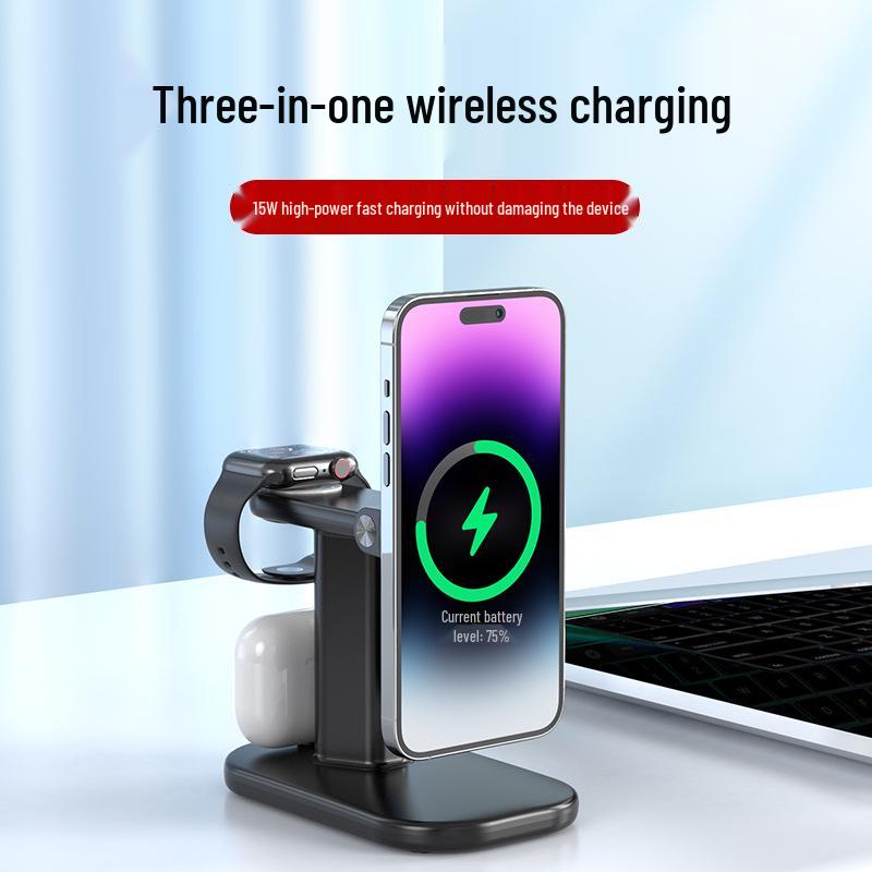 3-in-1 Wireless Charger: Magnetic Stand & 25W Fast Charging for Apple