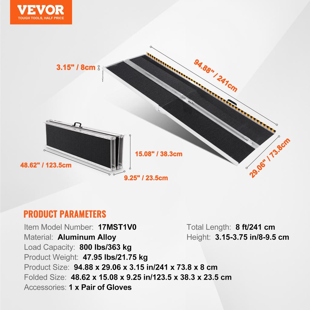 SucceBuy Portable Wheelchair Ramp Non-Slip Aluminum Folding Threshold Ramp Foldable Mobility Scooter Ramp Wheel Chair Ramp