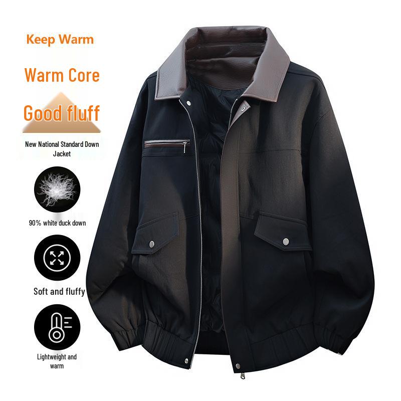 

Japanese Trendy Brand: Men s White Duck Down Luxury Winter Workwear Jacket 3XL