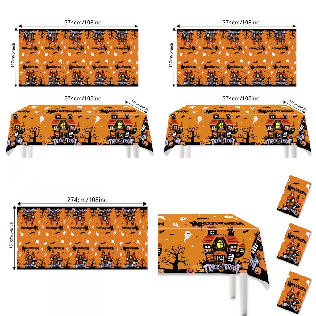 Halloween Disposable Tablecloth With Ghost And Castle Print For Party Decor