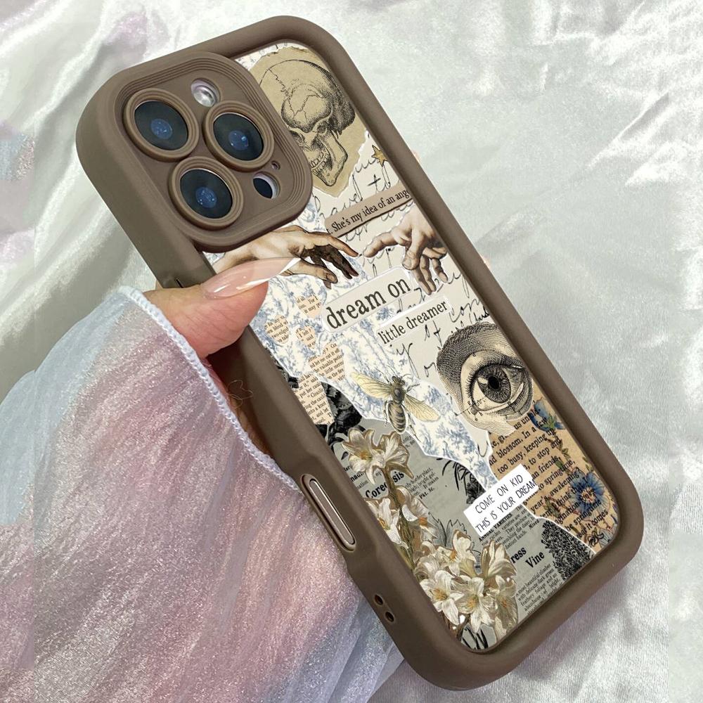 

JT291 Колаж Ікар для iPhone 17 16 15 14 13 12 Pro Max Samsung S26 S25 Ultra A17 A16 A07 A56 A06 A15 Xiaomi 15T Redmi 15c Note 14 13 12 М який чохол Samsung A12 4G/5G/F12/M12 коричневий