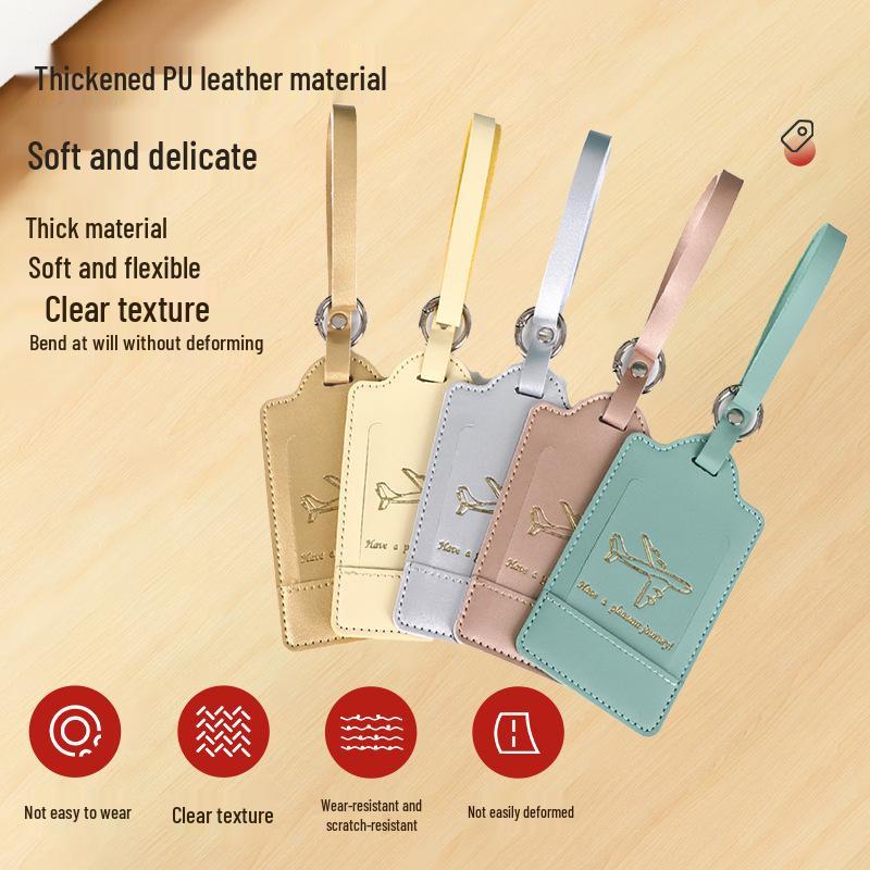 PU Leather Flip-Style Luggage Tag: Anti-Lost Suitcase ID for Checked & Carry-on Bags