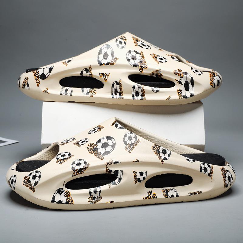 

Sandals large size new men s and women s same casual fashion outdoor sports stepping on shit slippers thick bottom non-slip one-word drag 46 бежевий