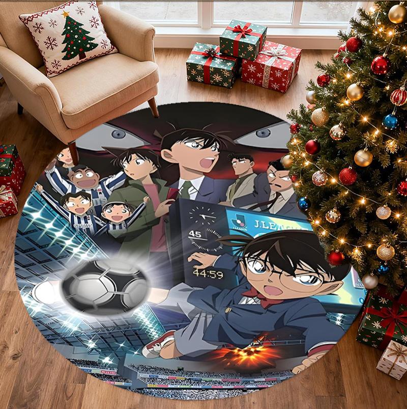 Detective Conan Pattern Round Rug, Indoor/Outdoor Mat, for Picnic, Gameroom, Bedroom, Office, Living Room, Home Decor Carpet, Birthday Gift