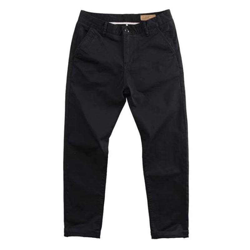 

Мужские весенние рабочие брюки из хлопка в корейском стиле - повседневные брюки прямого кроя, однотонные L чёрный
