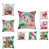 Luxurious Flamingo Tropical Monstera Cotton Linen Cushion Cover For Chic Living Spaces